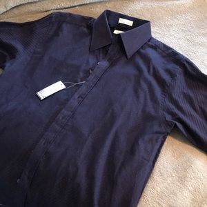 NWT Navy/Brown Eighth Avenue Button Down